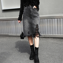 MUCHA original black high waist denim skirt half skirt 2020 new dress child summer bag hip half body skirt short skirt