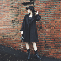 MUCHA original design Winter black big turd wool sweater in large coat straight in the long jacket womens clothing