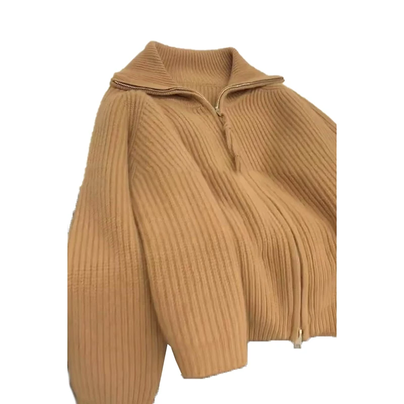 Кардиган Camel с молнией, свитер, куртка, корейский стиль