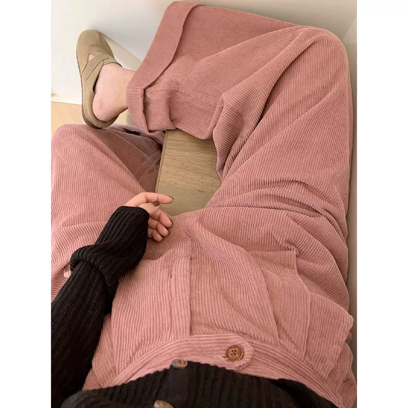 Fuchsia corduroy trousers, increased thickness