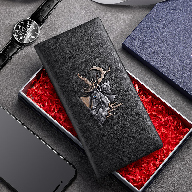 Rav Laurenma ball wallet men's genuine leather long version ultra-thin multi-position bank card Baotou layer beef leather youth hand hold bag money clip