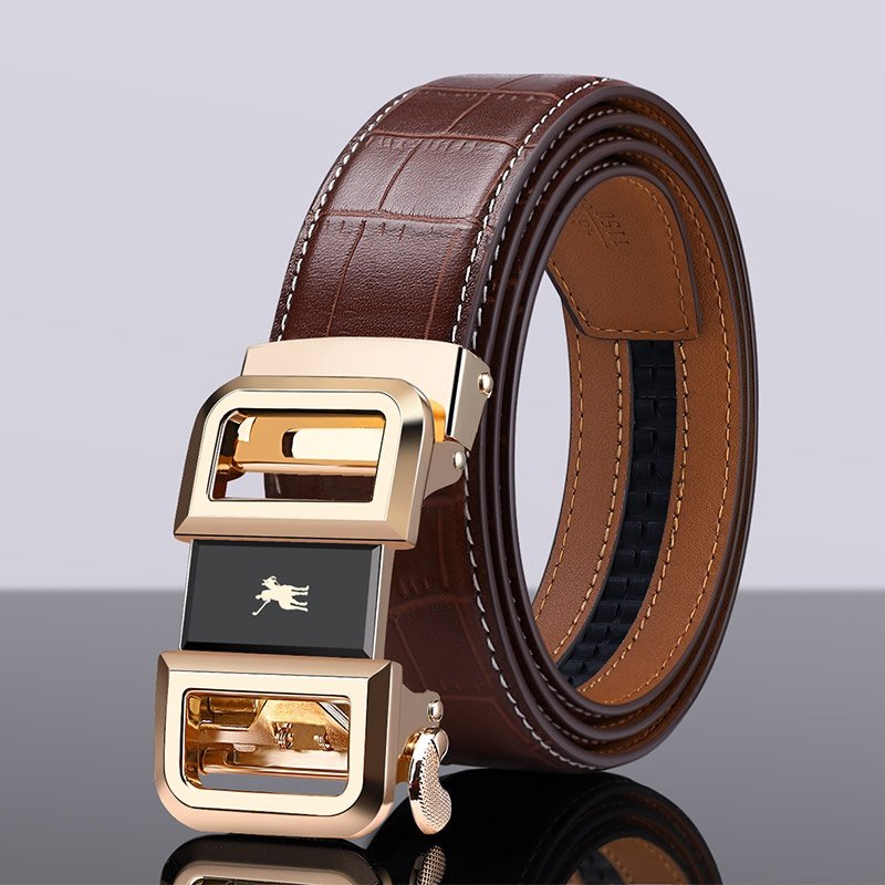 Royal Loughs Laurenma ball leather strap men genuine leather automatic buckle belt male style young student youth business pants belt tide