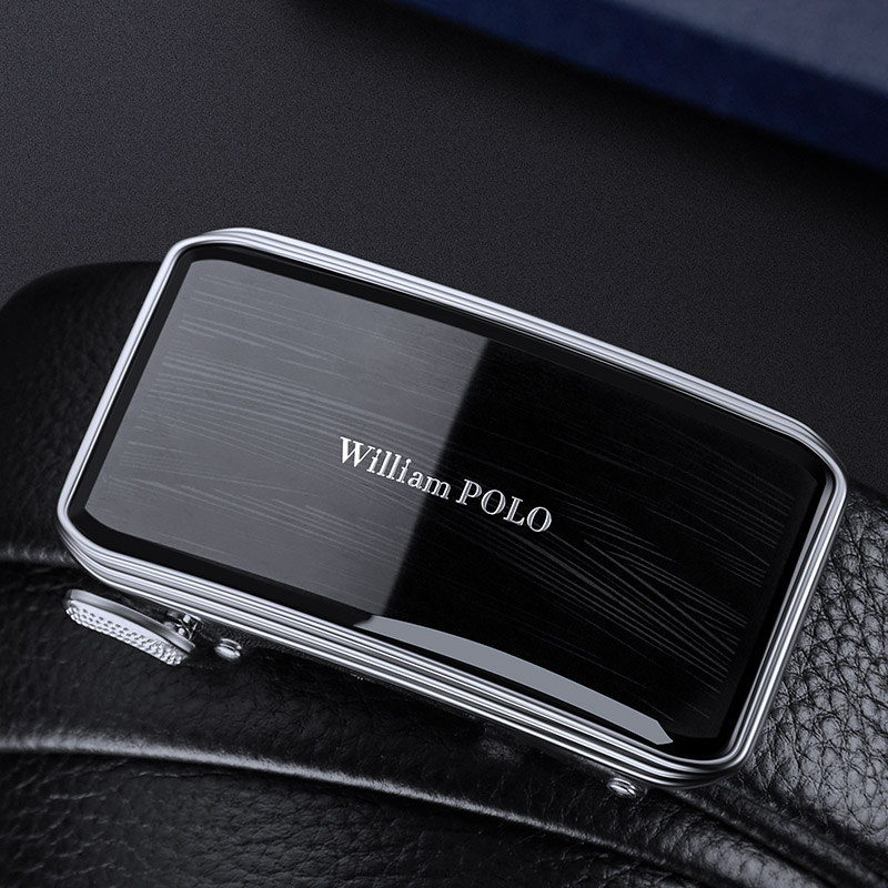 Internal buckle leather strap male genuine leather automatic buckle internal wearing pure cow leather young business upscale pants belt Rafa Laurenma ball