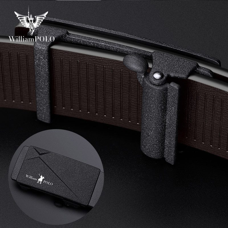 Rav Laurenma ball leather strap man genuine leather automatic buckle frosted business belt youth Korean version of the wave minimalist casual inner-wearing pants strap