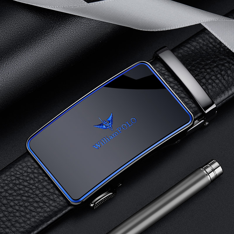 Belt men's leather automatic buckle men's trouser belt Korean version of the trendy pure cowhide casual fashion young Paul belt men