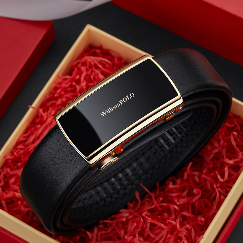 Belt male genuine leather automatic buckle business minimalist male style pants with damp young head cow pirav Laurenma ball men's belt