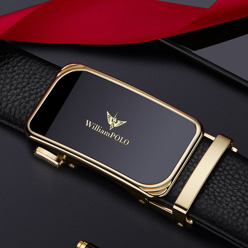 Rav Laurenma ball men's leather strap genuine leather automatic buckle youth minimalist business young upscale pure cow leather pants belt