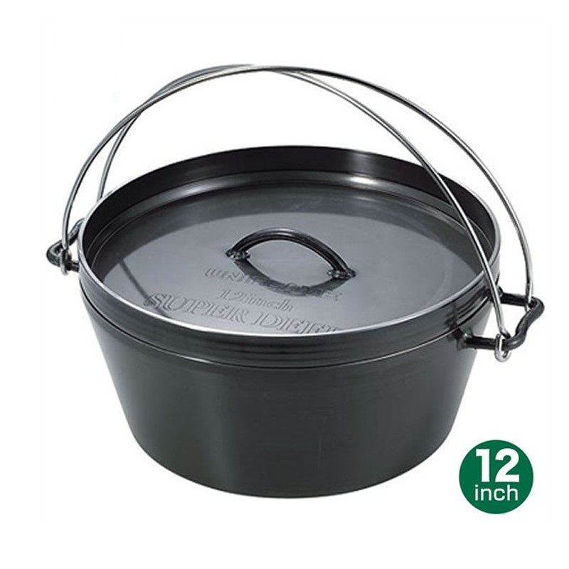 Japan UNIFLAME OUTDOOR WILD COOKING DUTCH PAN HEAVY IRON PAN HANGING PAN COOKING POT SAUCEPAN MULTIPURPOSE PORTABLE HAND
