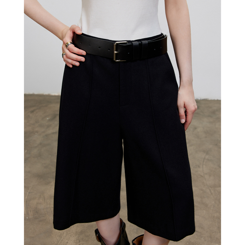 Lur Minimalist Old Money Style Slimming High-Waisted Straight Wide-Leg Bermuda Shorts Suit Shorts Over-The-Knee Cropped Pants