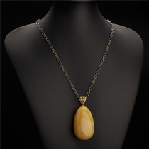 Russian amber old beeswax hand string bracelet round beads Chanterelle yellow pendant Sweater necklace Bloodper 108 raw ore