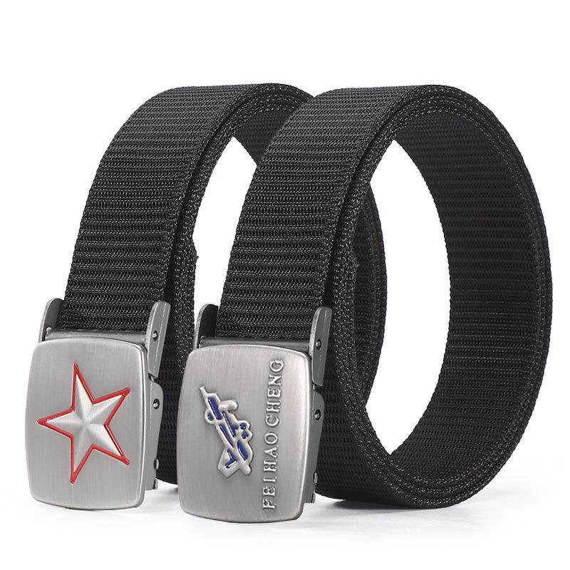 New breathable casual all-match multi-color belt men's imitation nylon toothless metal buckle overalls belt