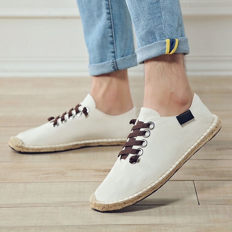 Old Bắc Kinh giày vải nam rơm linen giày khử mùi lười biếng bàn đạp nhẹ phong cách Trung Quốc thanh niên giày vải giày nam giày thể thao giá rẻ