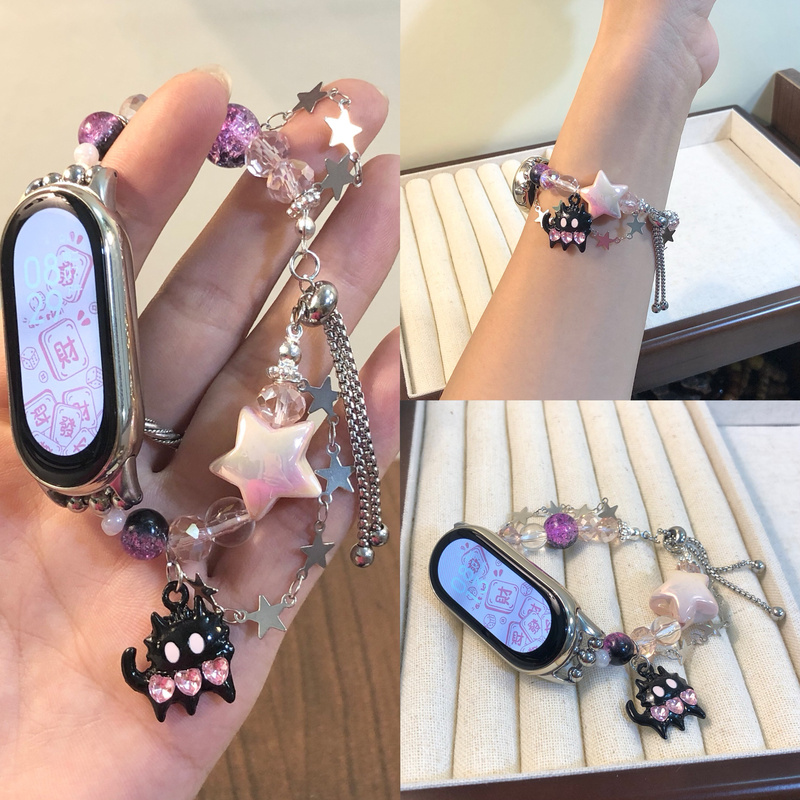 Suitable for Xiaomi Mi Band 10 Strap 9/8Nfc New Creative Cute Sweet Heart Funny Cat Chain Bracelet Wristband for Women