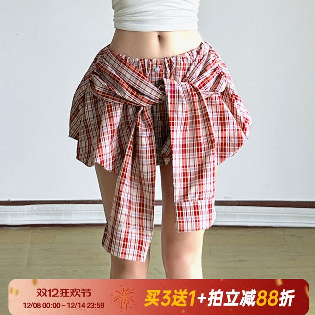 American retro red skirt