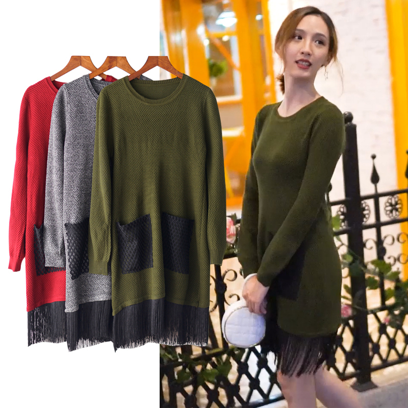 2021 Spring Autumn Season Women's Clothing Round Collar Knit Sweater In long version Loose Cotton European and American Wind Flow Su Mao Knitwear