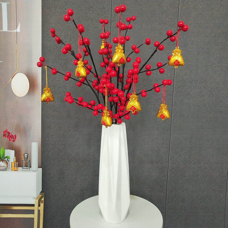 Desktop dry flower simulation flower wealth rolling rich auspicious red fruit fortune fruit personality decorative flower set flower arrangement