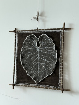 Imperial flower candle persimmon dyed old homespun cloth hanging ornament tribal style hand-sewn with one stitch and one thread one thing and one shot