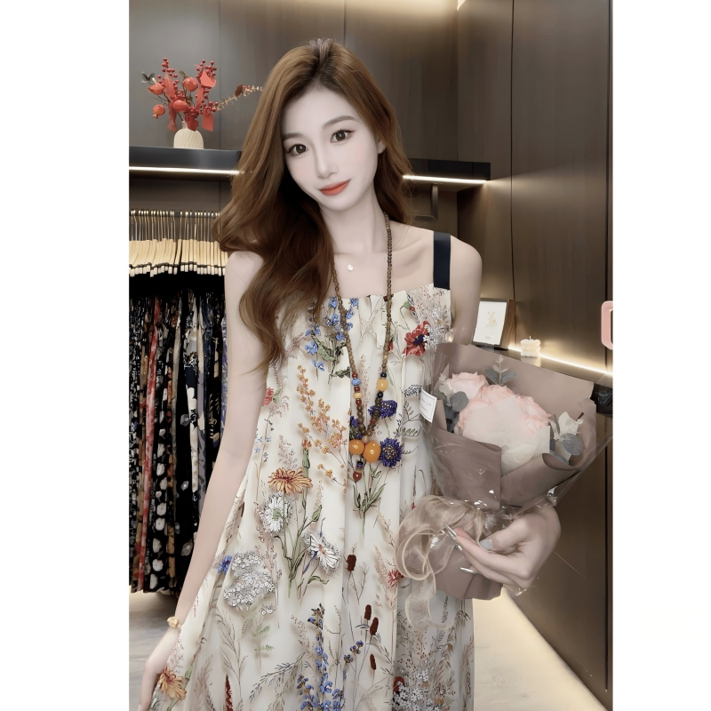 Light Luxury Loose-Fitting Mid-Length Printed Dress 2026 New Women's Summer Plus Size A-Line Dress Fashionable Dress