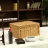 Desktop storage box Rattan woven creative retro literature and art study woven household storage box covered storage box creative
