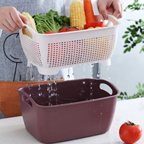 Drain Anti Basket Double Wash Vegetable Basin Drain Basket Plastic Wash Fruit Pan Living Room Washing Basket Naughty Basket Naughty Basket Containing Basket