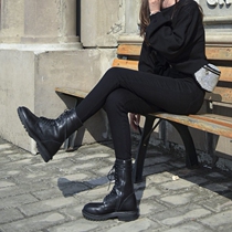 Black band buckle pants ultra high waist black beating underpants female outside wearing elastic display slim pencil small foot magic long pants