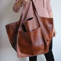 File package Womens section European and American new minimalist big bag soft leather large capacity single shoulder portable tote bag handmade womens bag
