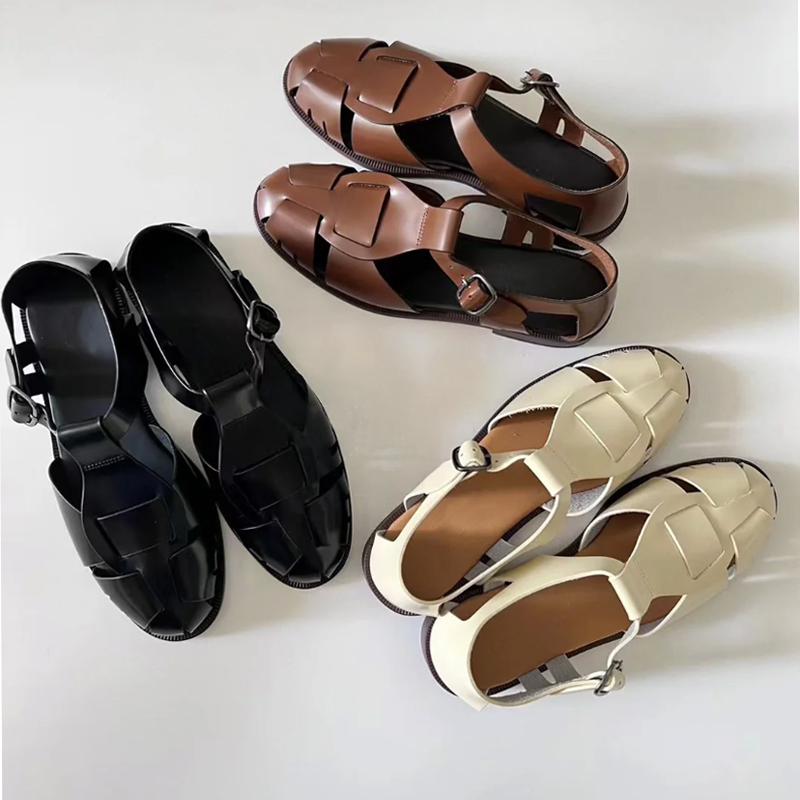 Spanish Niche Handmade Woven Sandals for Women, Chunky Heel Pig Cage Shoes, Small Pointed Toe Genuine Leather Retro Closed-Toe Roman Shoes for Women Spanish Niche Handmade Woven Sandals for Women, Chunky Heel Pig Cage Shoes, Small Pointed Toe Genuine Leather Retro Closed-Toe Roman Shoes for Women