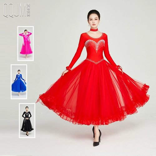 Новая юбка для современного танца, тонкое эластичное платье, вальс, социальный танец, бальные танцы, свинг-платье, платье для соревнований