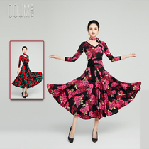 Turnip Jiamei 2024 Moden dance dress V collar 70% sleeves Dress Waltz Friendship Dance National Mark Dance Competition Dress