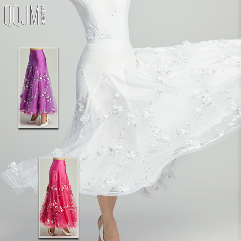 Dance Skirt Woman Half Body Dress Large Swing Long Version Sequin Adult Morden 2022 New Social Dance Square Dance Embroidered Dress