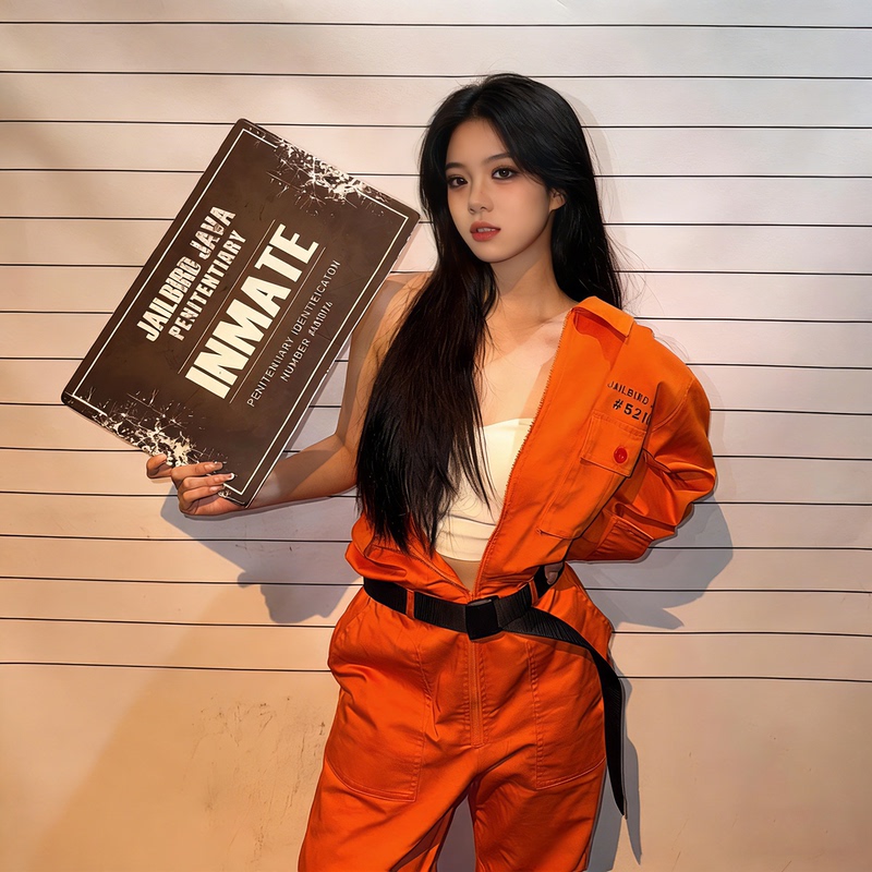 American-Style Cos Prisoner Uniforms, Couple Costumes, Plus-Size Clothes, Orange Cosplay Uniform Set, Halloween Outfit
