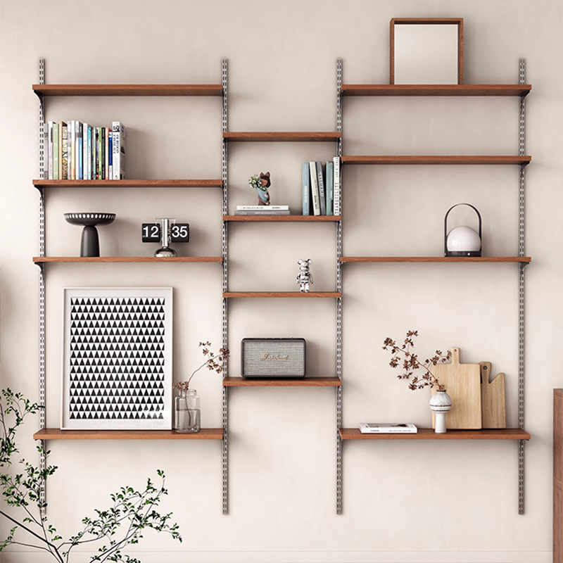Wall-Mounted Shelves for Living Room Background Wall Decoration, Bedroom Partition Wall-Mounted Bookshelf Combination Storage Rack for Small Apartments