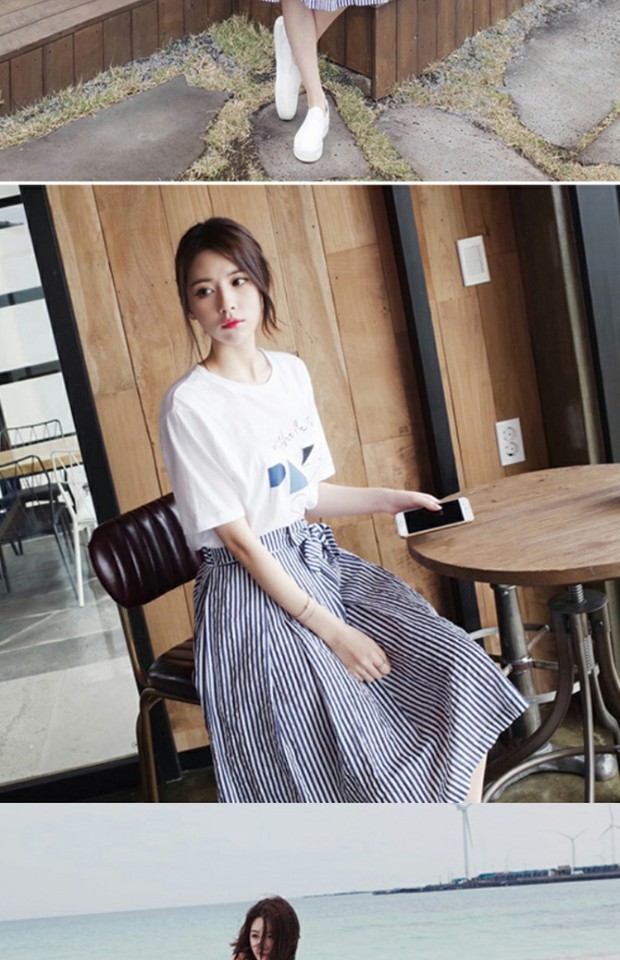 Váy hè nữ 2018 mới nhỏ xinh Một chiếc váy chữ A thời trang sinh viên Hàn Quốc thời trang nữ