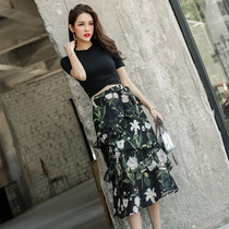 Irregular chiffon skirt female 2021 New strap long wooden ear design sense minority A- line dress