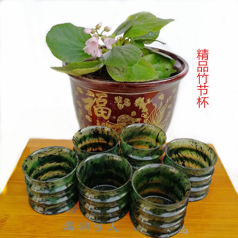 Jiuquan Luminous cup Qilian ink jade Yuanyang Jade Gansu specialty Teacup Wine glass boutique Snake Rock Dunhuang Jiayuguan