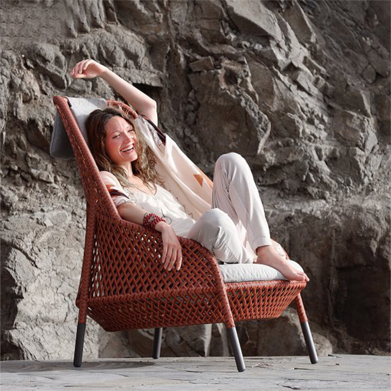 Outdoor rattan sofa Garden open-air model room imitation rattan sofa coffee table combination Balcony rattan chair sofa furniture