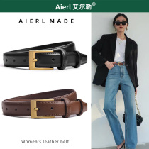 Belt lady genuine leather 100 lap jeans with black fashion Korean version decorated with belt woman superior feel 2022 new