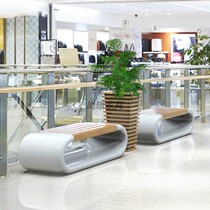 Imitation wood grain FRP shopping mall rest stool Outdoor public place rest chair School library long row seat