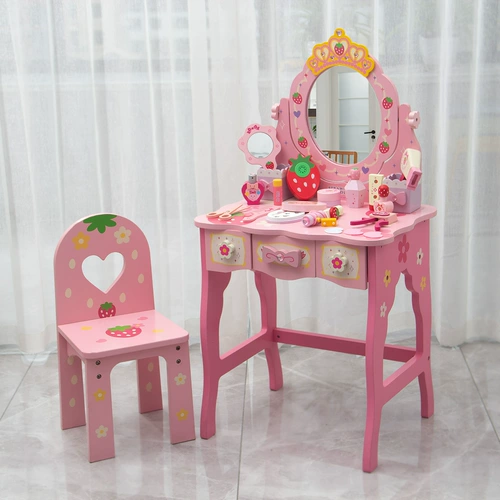 Игрушка для макияжа, детский комплект, деревянная семейная база под макияж для принцессы, коробка для косметики, лак для ногтей, подарок на день рождения