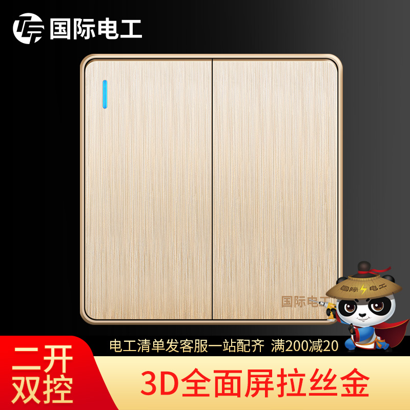 (Dico Double Cut) TEP International Electrics Home Switch Socket Panel Gold 86 Type Switch Double Switch Double