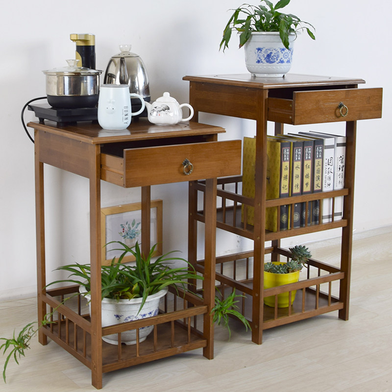 Sofa, corner, mini coffee table, table side cabinet, solid wood living room, fish tank rack, flower rack, tea rack, shelf