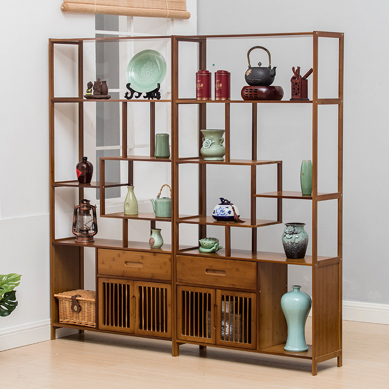 New Chinese style Bogu rack tea cabinet rack solid wood living room partition Duobaoge tea set display cabinet tea shelf rack