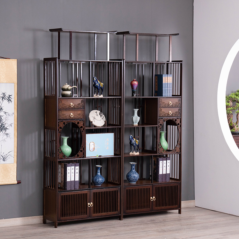 New Chinese style Bogu rack tea rack display rack solid wood living room compartment tea set tea storage cabinet tea cabinet shelf
