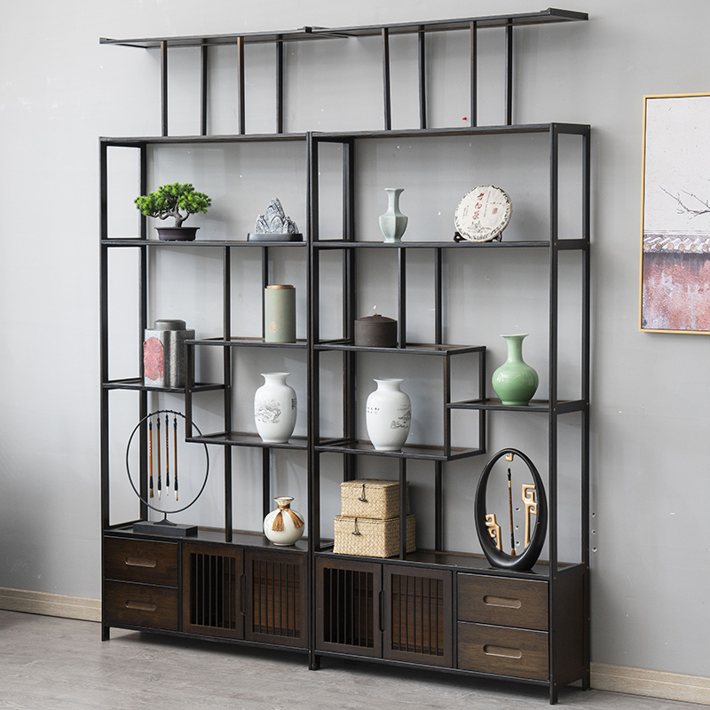 New Chinese style Bogu rack tea rack display rack solid wood living room compartment tea set tea storage cabinet tea cabinet shelf