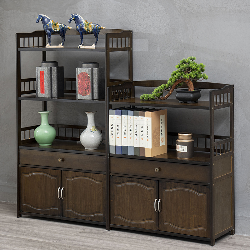 Tea cabinet shelf tea cabinet tea set storage layer shelf solid wood multi-layer tea table side cabinet tea cabinet tea shelf