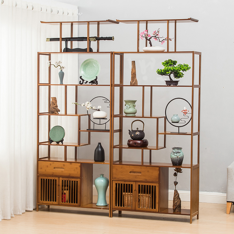 Bogu rack tea cabinet rack solid wood new Chinese living room partition Duobao Pavilion antique rack tea display cabinet shelf