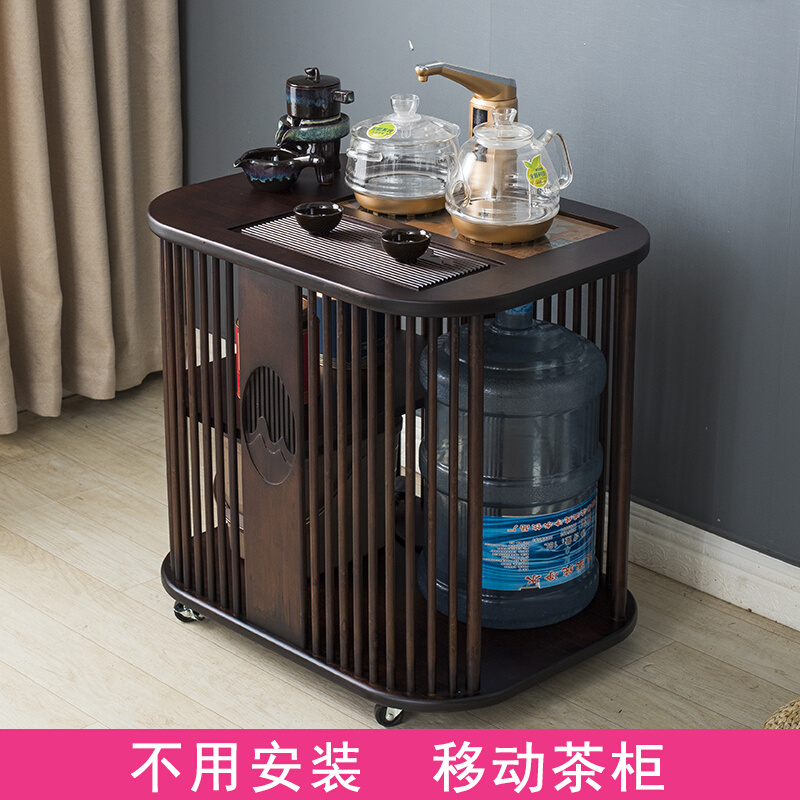 Mobile Tea Water Cabinet Tea Water Table Table Tea Side Cabinet Rack Living Room Solid Wood Office Bucket Burning Water Cabinet Tea Cabinet