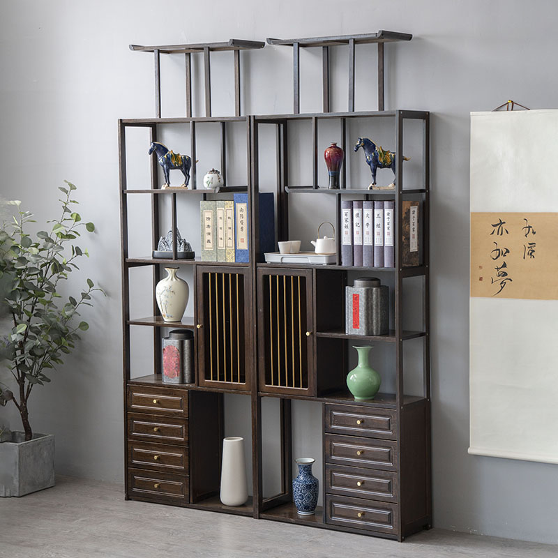 New Chinese Beauguri Shelf Tea Shelf Dining Room Cubicle Solid Wood Tea Set Tea Containing Cabinet Tea Cabinet shelving shelf