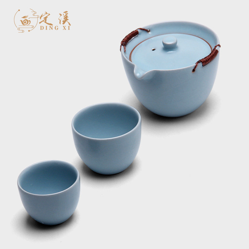Primeyheart Ceramics Ru Kiln Kongfu Tea Furniture Set Group Home Travel Outdoor Day Style Teapot Quick Guest Cup