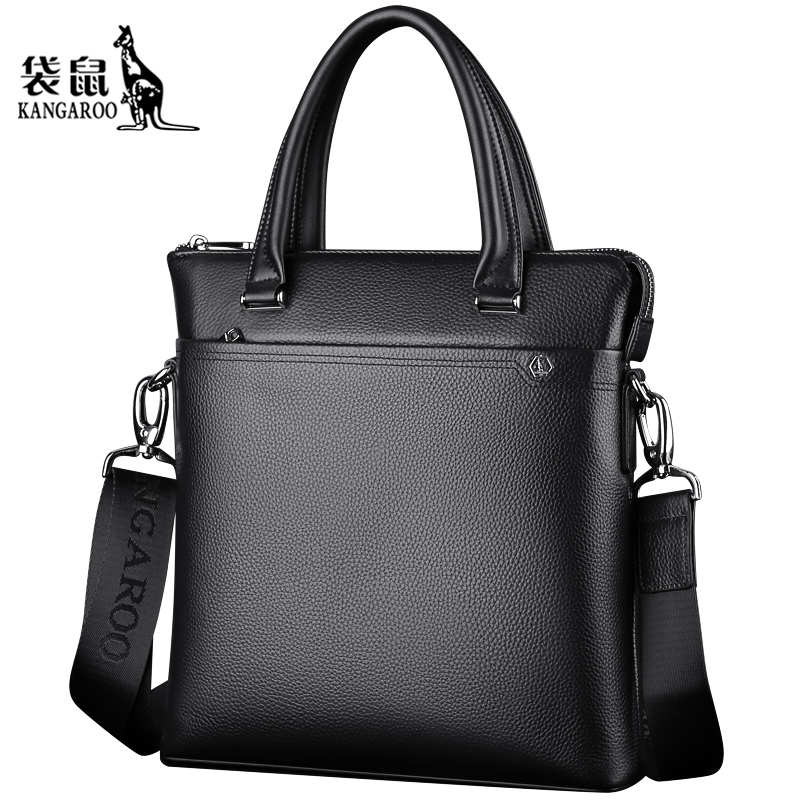 Kangaroo Handbag Men's Vertical Leather Single Shoulder Slanted Scapegoat Layer Bull Leather Business Casual Briefcase man bag bag